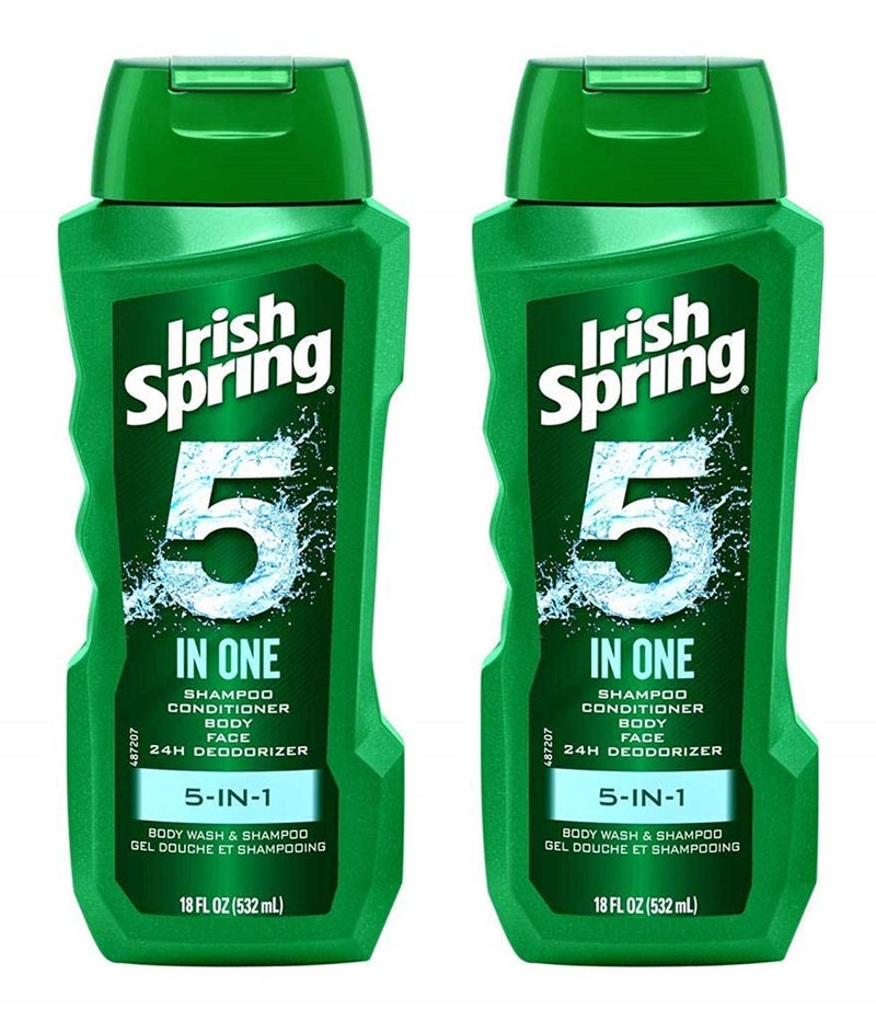 Irish Spring Irish-Spring 5-in-1 Shampoo, Conditioner, Body Wash, Face Wash and Deodorizer, 18 oz (Pack of 4) - Image 2